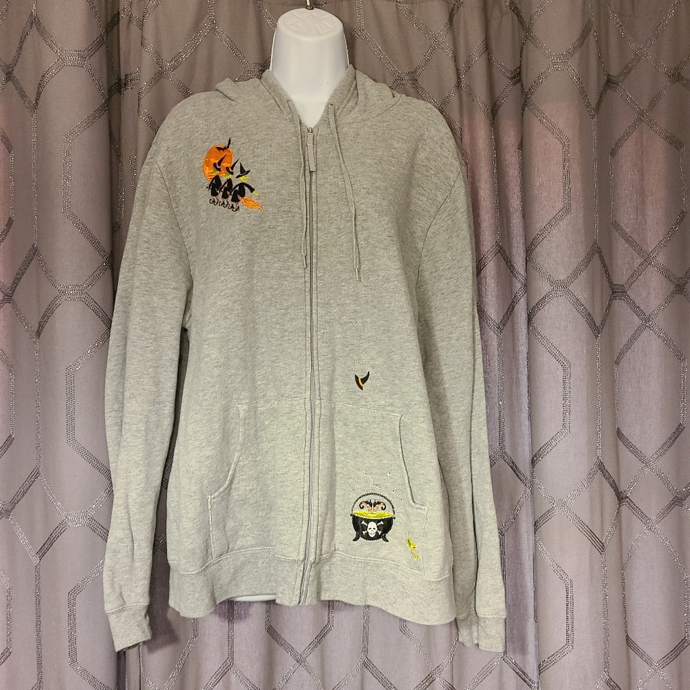 Classic Elements Gray Halloween Witch Hoodie Swea… - image 1